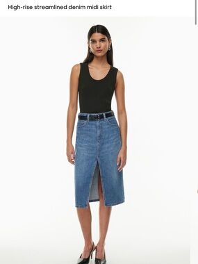 NWT Aritzia 90s Halle Midi Denim Skirt Dark Wash Sz 27